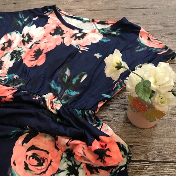 💕 Floral short sleeve dress side pockets - Picture 4 of 4